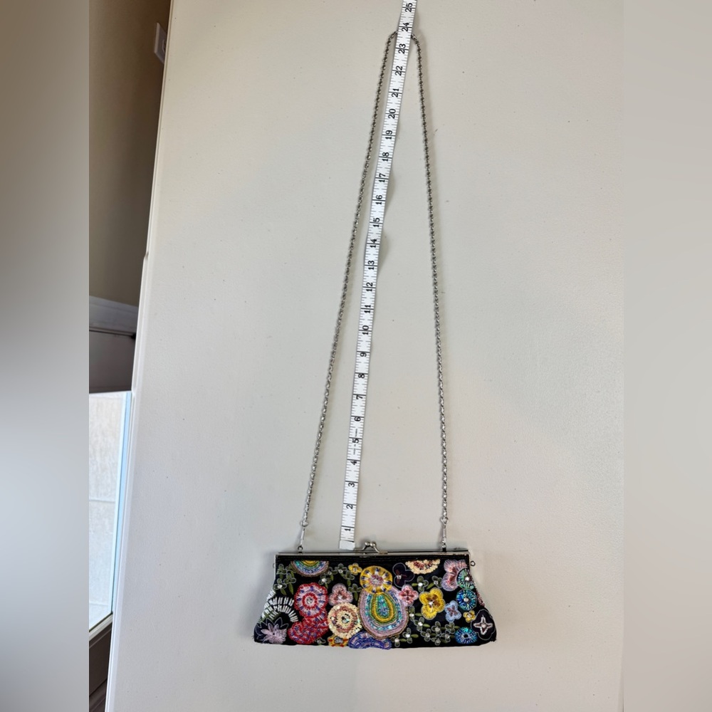Alto Beaded Floral Clutch Purse Evening Bag Chain Strap - Picture 13 of 14